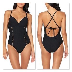 Jessica Simpson Rose Bay Textured One-Piece NEW